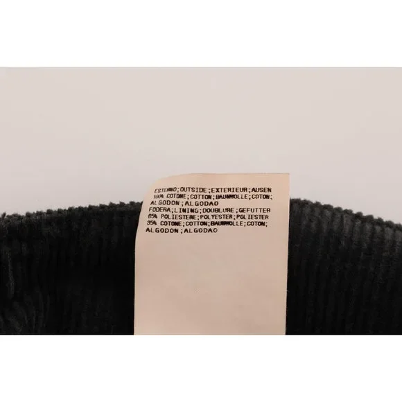 GF Ferre Elegant Black Cotton Corduroy Pants
